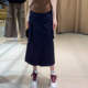 New spring and summer 2025 Korean fashion casual work skirt slim and versatile straight slit mid-length skirt