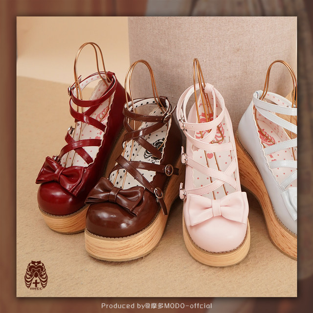 
Spot | Sponge cake Tatamodo original thick-soled shoes lolita shoes Japanese bow round head single shoes