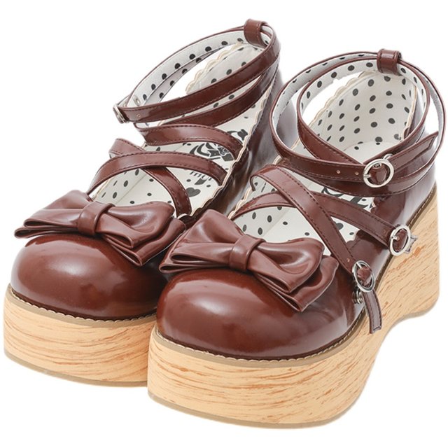 
Spot | Sponge cake Tatamodo original thick-soled shoes lolita shoes Japanese bow round head single shoes