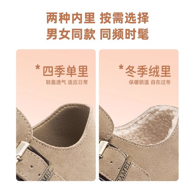 Camel Women's Shoes 2025 Autumn and Winter New Retro Baotou Birkenstock Shoes Lazy Casual Versatile Slip-on Slippers