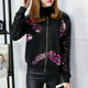 Fat girl mm large size jacket autumn and winter style age-reducing baseball uniform colorful sequin heavy embroidery jacket 200Jin [Jin equals 0.5kg] trendy