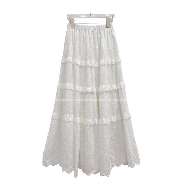 Korean official website purchase autumn and winter sweet girl sweet layered lace hooked long skirt skirt