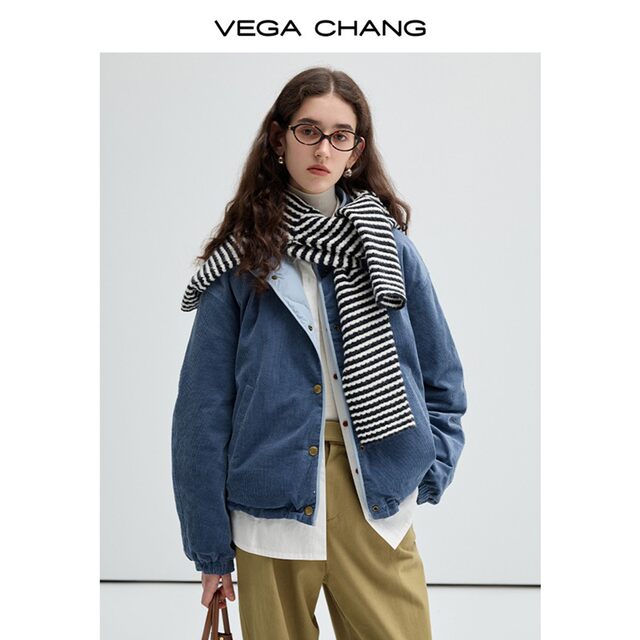 Vega Chang down jacket female 2024 winter new 90 white duck down on both sides of the neck -necked chori jacket
