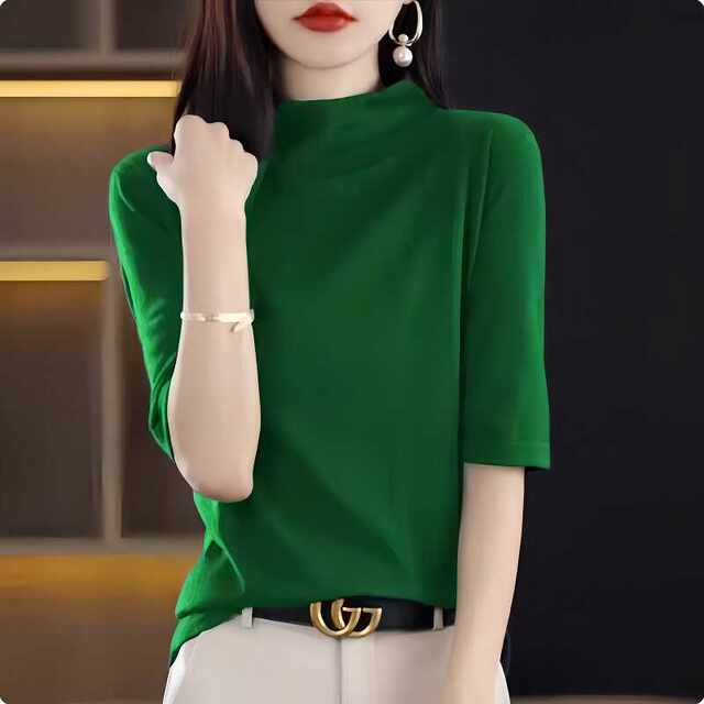 Bottom shirt for women in spring and autumn thin loose mid-sleeved T-shirt top fashionable 2025 new light-cooked style purple knitted sweater
