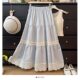 Fat mm Extra Large Size 300 Jin [Jin equals 0.5 kg] Sweet lace spliced ​​contrasting skirt for women loose high waist mid-length cake skirt 2