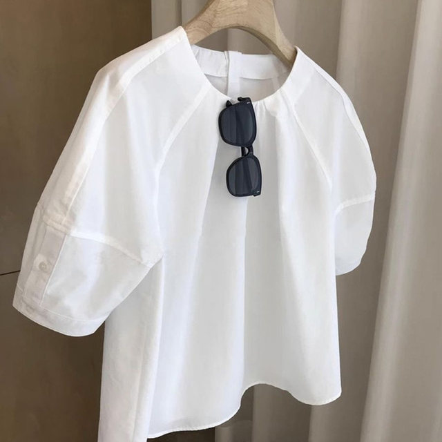 Fat mm large size 300 Jin [Jin equals 0.5 kg] New French niche design sense five-point sleeve T-shirt for women in summer loose plaid top trendy
