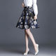 High waist printed short skirt women's 2025 spring and autumn new retro puffy skirt A-line skirt pleated skirt umbrella skirt