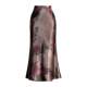 Retro printed satin fishtail skirt for women's summer 2025 new temperament long skirt hip-cover skirt new Chinese skirt