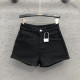 Hot girl leopard print high waist plus velvet thickened denim shorts women's 25 spring new casual and versatile base wide-leg pants