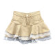 2025 summer pure and sweet puffy skirt denim skirt women's lace spliced ​​high-waisted small skirt