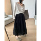 Fine rice customization Korean pleated chiffon skirt versatile solid color cake skirt elastic waist droop A-line long skirt new