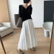 Fine rice customization Korean pleated chiffon skirt versatile solid color cake skirt elastic waist droop A-line long skirt new