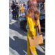 Unable to coax Zhang Ruonan Wen Yifan's French retro temperament waist-hugging and slimming one-shoulder yellow knitted dress for women
