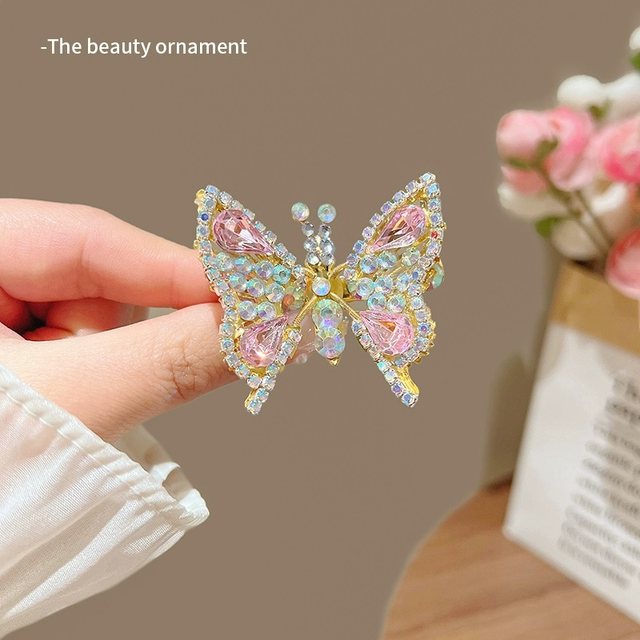Children's hairpins with moving rhinestone butterfly hairpins, cute hairpins that can fly, side clips for broken hair and bangs clips