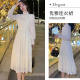 
Pincai long-sleeved dress for women with half-high neck solid color lace skirt elegant design long skirt P136Q278