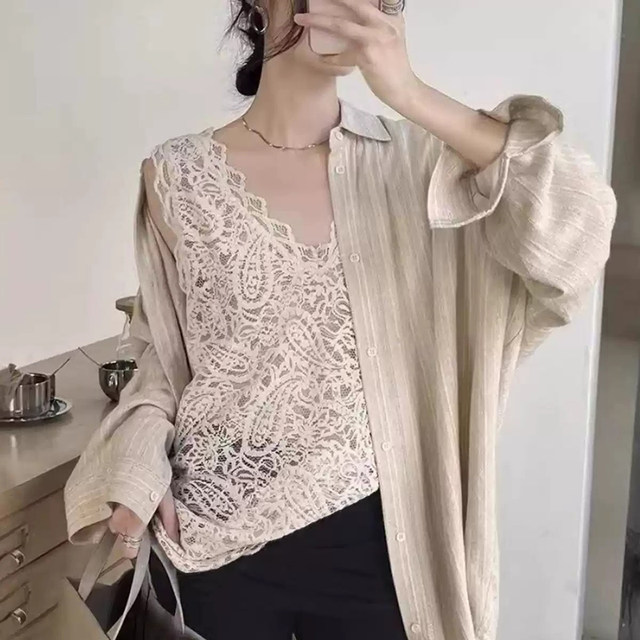 Fat mm sexy backless lace V-neck tank top T-shirt for women 300Jin [Jin equals 0.5kg] plus size loose belly-covering casual slimming top