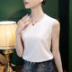 80 mercerized cotton white t loose casual round neck T-shirt for women's cotton t white sleeveless vest 2025 summer women's clothing