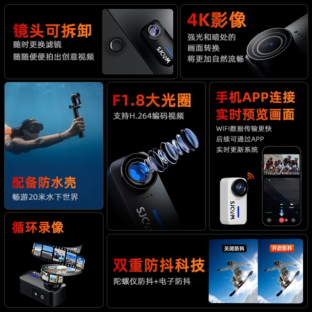 SJCAM Speed ​​Movie C110 Thumb Sports Camera 4K Motorcycle Riding Recorder Night Vision Non-360 Panoramic Camera