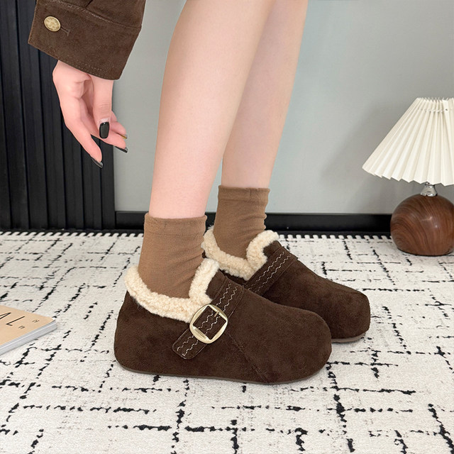 Little people's inner heightening thick-soled plus velvet Birkenstock shoes women's 2025 autumn and winter new warm snow boots cotton shoes