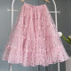 2024 autumn and winter new polka dot polka dot skirt for girls age-reducing mesh mid-length skirt elastic waist high waist heavy workmanship
