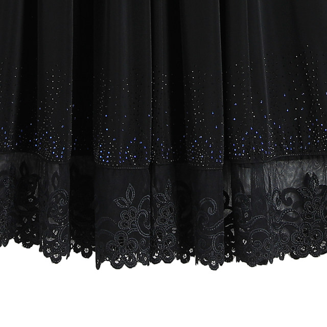 Embroidered lace spliced ​​half-length long skirt for women 2024 summer new middle-aged high-waist umbrella skirt drooping A-line large hem skirt