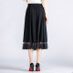 Embroidered lace spliced ​​half-length long skirt for women 2024 summer new middle-aged high-waist umbrella skirt drooping A-line large hem skirt