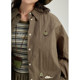 Zihan outdoor round neck striped vest patch embroidered loose shirt jacket two-piece suit for women's spring and autumn new style
