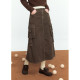 Zihan retro denim worker dress skirt female autumn new Marad casual high waist mid -length A -line skirt
