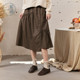Zihan irregular stitching PU leather skirt women autumn new retro Mirad casual high waist A -line skirt
