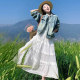 White cake skirt for women in spring and autumn summer 2025 new high waist mid-length A-line skirt lace fluffy skirt
