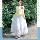 White lace skirt for women in summer mesh irregular umbrella skirt small puffy skirt high waist a line cake skirt
