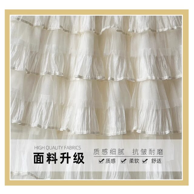 2025 spring new style gentle and sweet atmosphere mesh cake skirt heavy craftsmanship puffy A-line long skirt skirt
