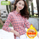 Cotton warm shirt female long -sleeved grid plus velvet thick Korean version of self -slim and winter versatile large size female shirt jacket
