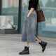 High-waisted slim and slim A-line skirt 2025 new summer retro slit casual mid-length skirt for women