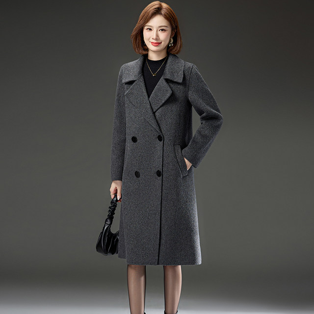 Wool coat double -sided velvet girl long thickened and increased size high -end autumn and winter new brand middle -aged mother Mao woolen jacket
