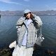 3MER Oh, three girls, wearing plaid stand-up collar jacket on both sides, spring and autumn loose design, men and women's retro jacket

