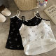 Kitty cat printed suspender vest for women with breast pads, slim and pure hot girl with inner top, summer