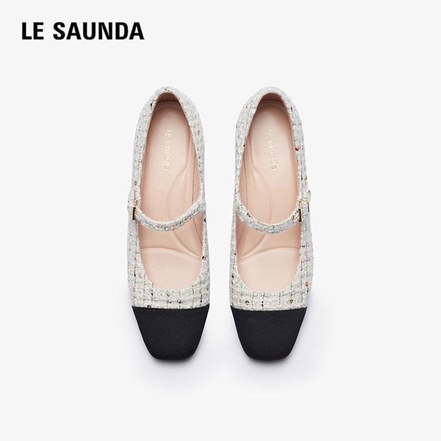 
Lairsdan's new fashionable small fragrance style splicing square toe with Mary Jane single shoes for women 5T35403
