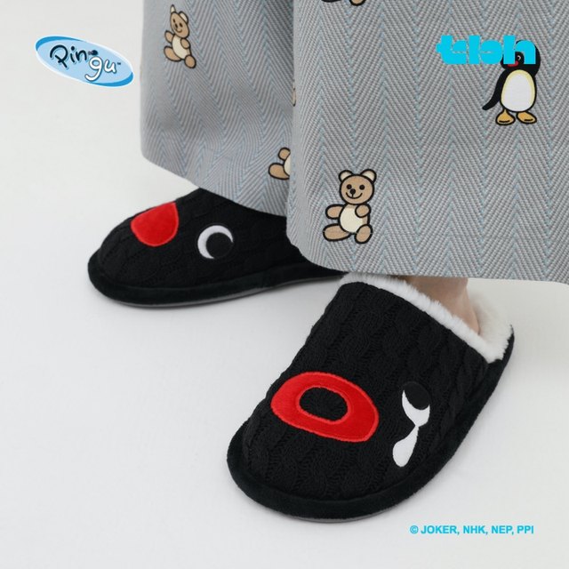 tbh Brutalist Home Pingu Cooperation Series Knitted Cable Pattern Men's and Women's Slippers Indoor Home Warm Shoes Winter