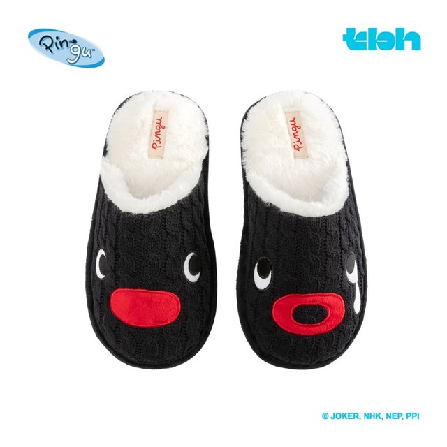 tbh Brutalist Home Pingu Cooperation Series Knitted Cable Pattern Men's and Women's Slippers Indoor Home Warm Shoes Winter
