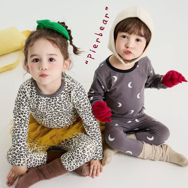 Children's autumn and winter pure cotton Lycra autumn clothes and long trousers sets new boys and girls home clothes pajamas baby underwear