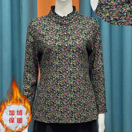 Autumn and winter plus size fashion classic women 50-60 years old belly-covering fungus collar retro inner top loose internet celebrity high-end