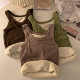 2023 Autumn and winter, add velvet thickened and warm vest female versatile round collars, cold and pure color sleeveless bottoming shirts
