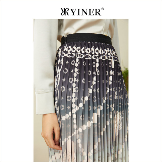 YINER sound children's clothing spring fashion gradient pattern printed pleated skirt
