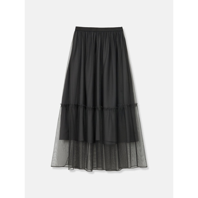 YINER special selection of 2024 summer new commuter mid-length mesh spliced ​​A-line skirt
