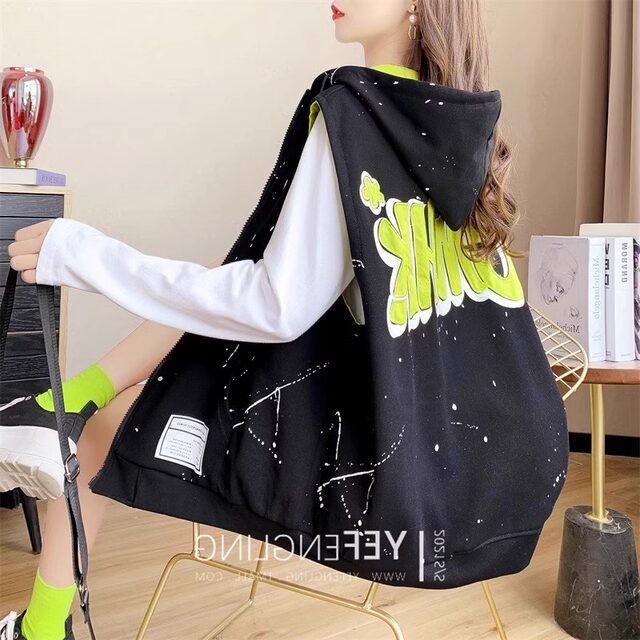 2024 Spring and Autumn Design Reversible Sweater Vest Women's Large Size Loose Western Style Versatile Vest Jacket Trendy
