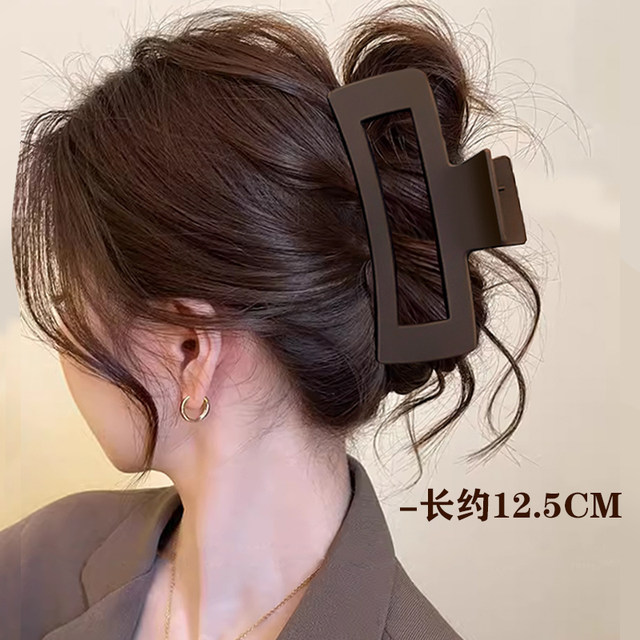 Coffee-colored matte grab clip women's new hair clip back of the head large-sized hair volume shark clip hairpin headdress
