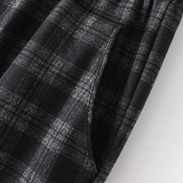 Mom pants Spring and Autumn New Plaid Pants Middle-aged and Elderly Women's Pants Casual High Waist Grandma Old Lady Straight Pants