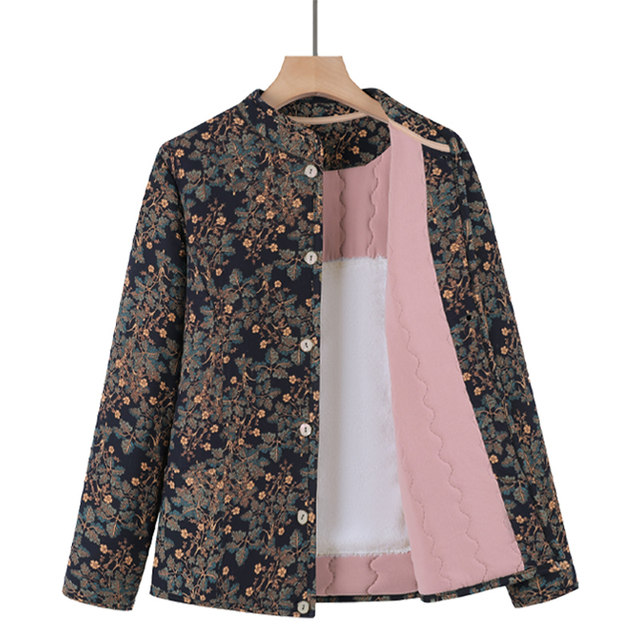 Mother's autumn and winter camel hair thickened cotton coat middle-aged and elderly women's cotton-padded jacket warm liner grandma short coat cotton coat