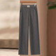 Mom's autumn 2025 new straight-leg pants elastic medium-high waist spring wool casual long pants middle-aged and elderly women's clothing